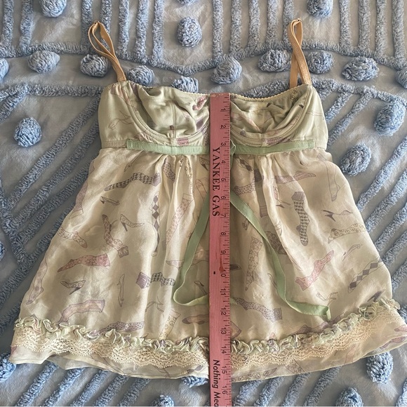🎈SOLD 🎈Dolce & Gabbana Vintage Tank Top Baby Doll Top D & G Light Green Pink - Picture 7 of 16